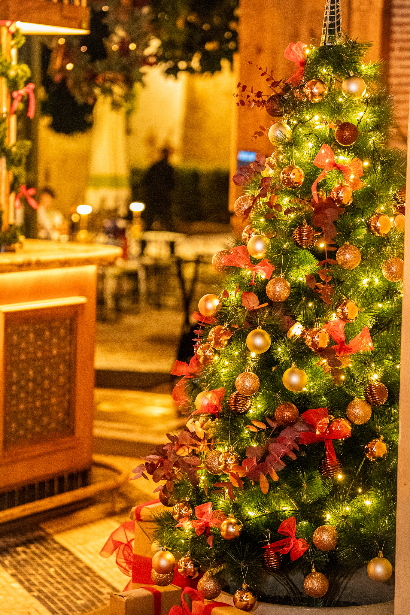 Decoración de Navidad en Café Santacruz